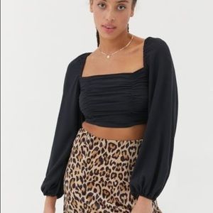 urban outfitters bambi ruched blouse black